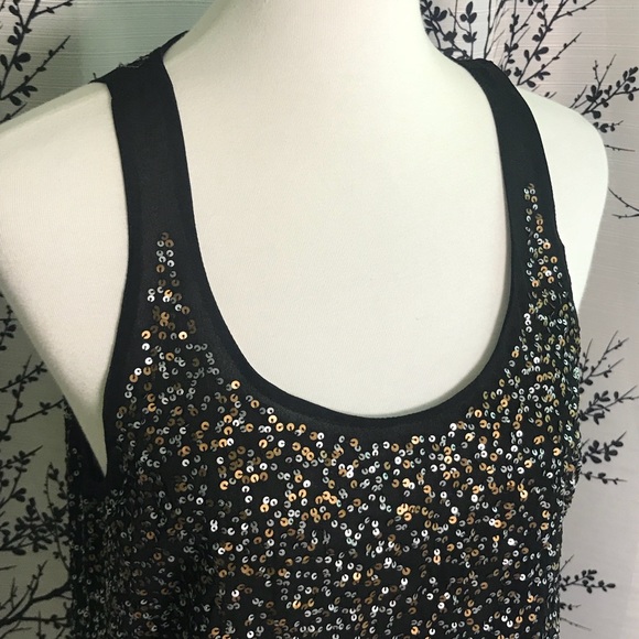 Halogen NWOT Black Sleeveless Sequin Chiffon Top - Picture 3 of 8